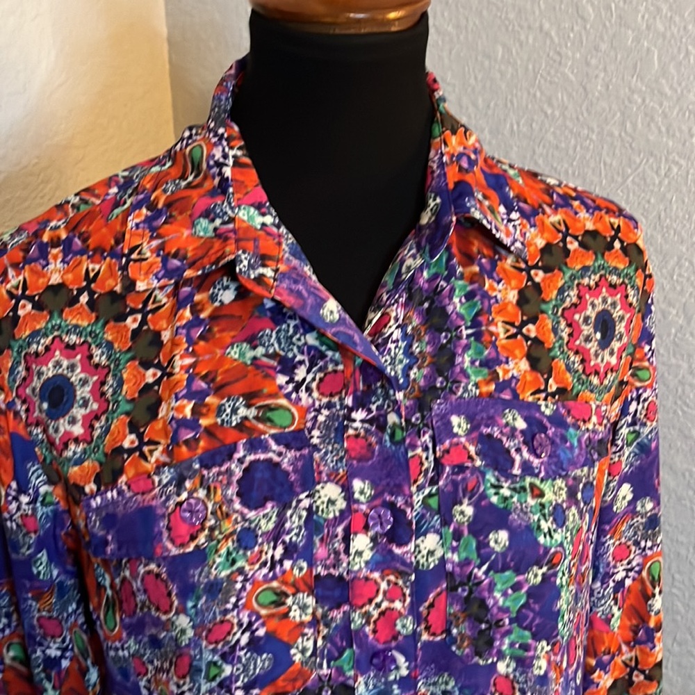 L’Amour Nanette Lepore Kaleidoscope Print Polyester Blouse